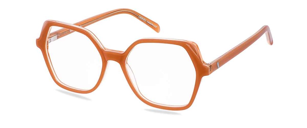 Okulary do komputera Oprah brzoskwiniowe – oprawki geometryczne z acetatu, widok z przodu