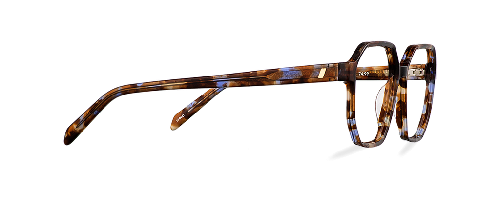Okulary korekcyjne damskie i męskie Blair brązowe – oprawki geometryczne z acetatu, na modelu