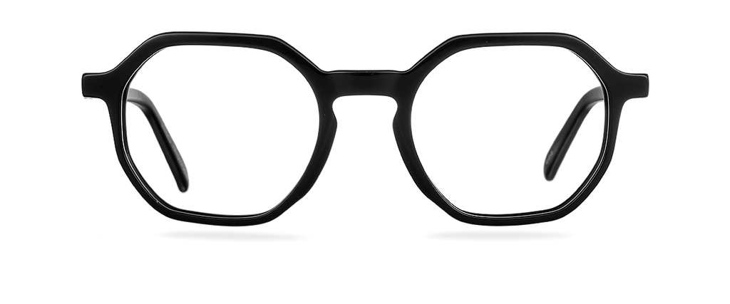 Okulary zerówki damskie i męskie Taylor Wide czarne – oprawki geometryczne z acetatu, widok z przodu
