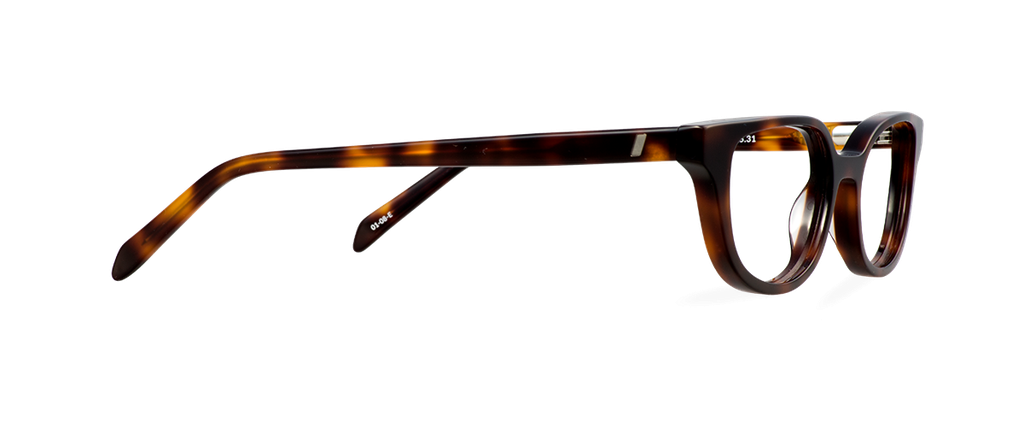 Okulary zerówki damskie i męskie Harper brązowe – oprawki kocie z acetatu, widok z góry z prawej