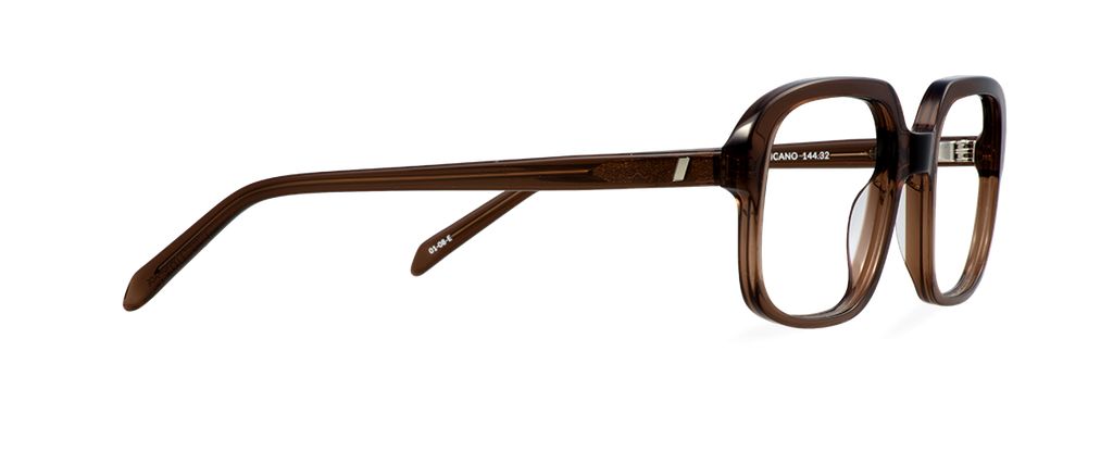 Okulary zerówki damskie i męskie Ethan brązowe – oprawki prostokątne z acetatu, widok z góry z prawej