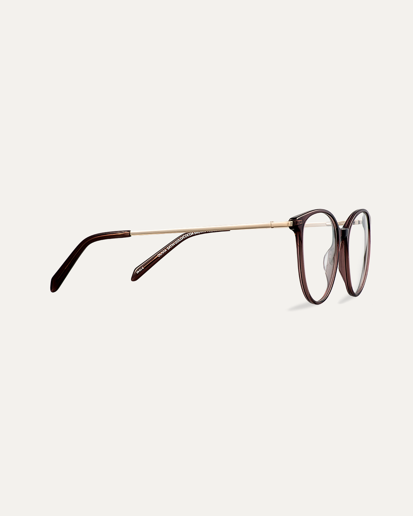 Okulary korekcyjne Olivia Satin Gold/Cocoa Brown – widok z boku