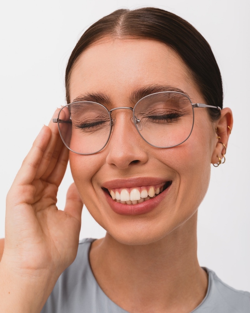 Okulary korekcyjne Leo Wide Satin Gunmetal/Smoke