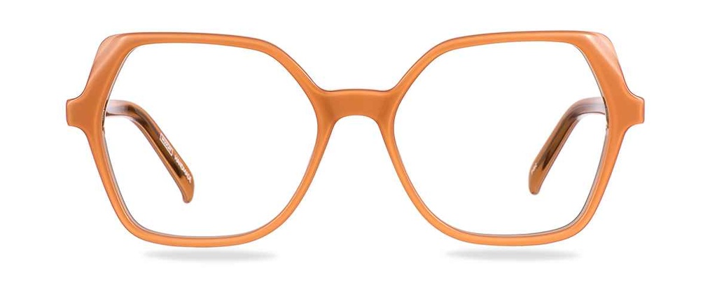 Okulary zerówki damskie i męskie Oprah brzoskwiniowe – oprawki geometryczne z acetatu