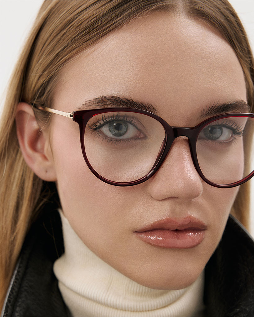 Okulary korekcyjne damskie Olivia bordowe – oprawki kocie
